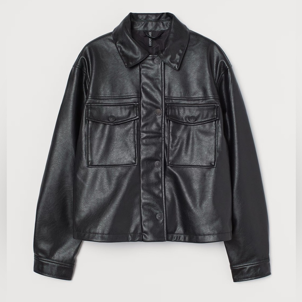 H&M Cropped Faux Leather Jacket